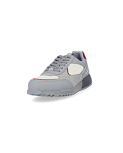 River Island	 Sydney Grey Colour Block Runner Mens Trainers - Stockpoint Apparel Outlet