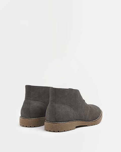 River Island Grey Suedette Mens Desert Boots - Stockpoint Apparel Outlet
