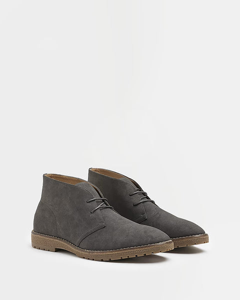 River Island Grey Suedette Mens Desert Boots - Stockpoint Apparel Outlet