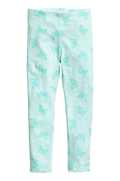 H&M Mint Green Butterflies Jersey Leggings - Stockpoint Apparel Outlet