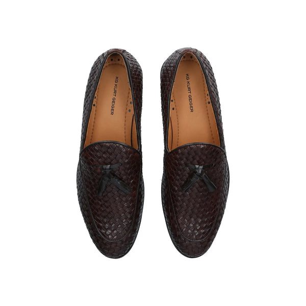 Kurt Geiger KG Haxsby Tassel Brown Leather Mens Loafers - Stockpoint Apparel Outlet
