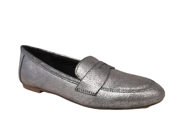 Kurt Geiger Carvela Silver Penny Loafer Womens Shoes - Stockpoint Apparel Outlet