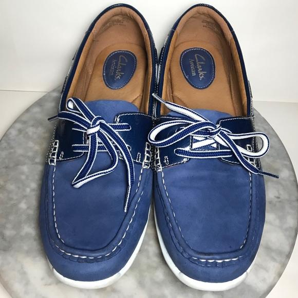 Clarks Cliffrose Sail Blue Patent Leather Womens Boat Shoes - Stockpoint Apparel Outlet