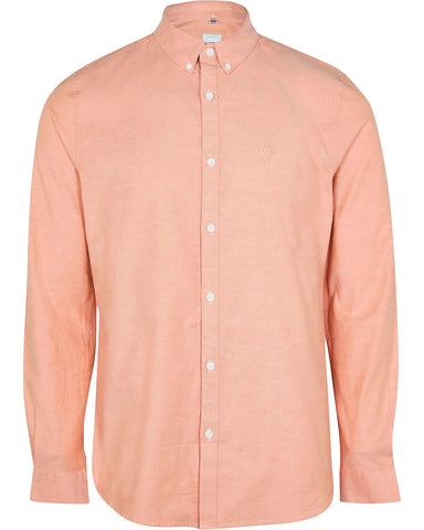 River Island Maison Riviera Orange Long Sleeve Mens Shirt - Stockpoint Apparel Outlet