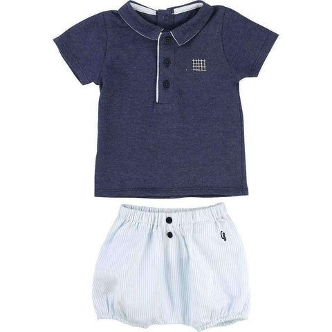Carrement Beau Navy Polo & Shorts Baby Boys Sets