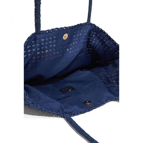 Oasis - Navy Colourblock Straw Tote Bag