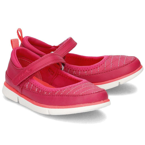 Clarks Tri Megan Berry Leather Girls Ballerinas - Stockpoint Apparel Outlet