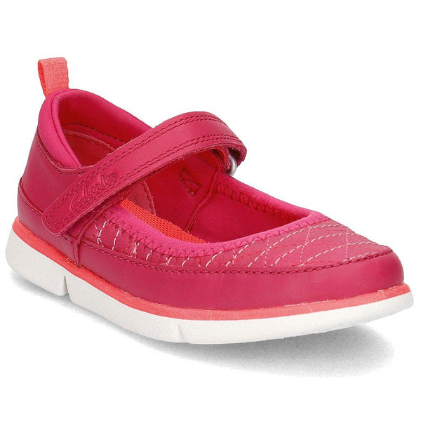 Clarks Tri Megan Berry Leather Girls Ballerinas - Stockpoint Apparel Outlet