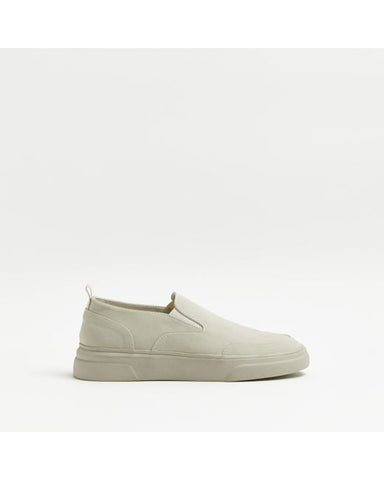 River Island Stone Suedette Slip-on Mens Trainers - Stockpoint Apparel Outlet