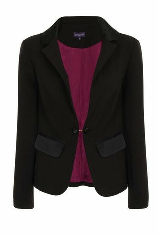 Hot Squash Black Stretch Silky Trim Tuxedo Womens Jacket - Stockpoint Apparel Outlet