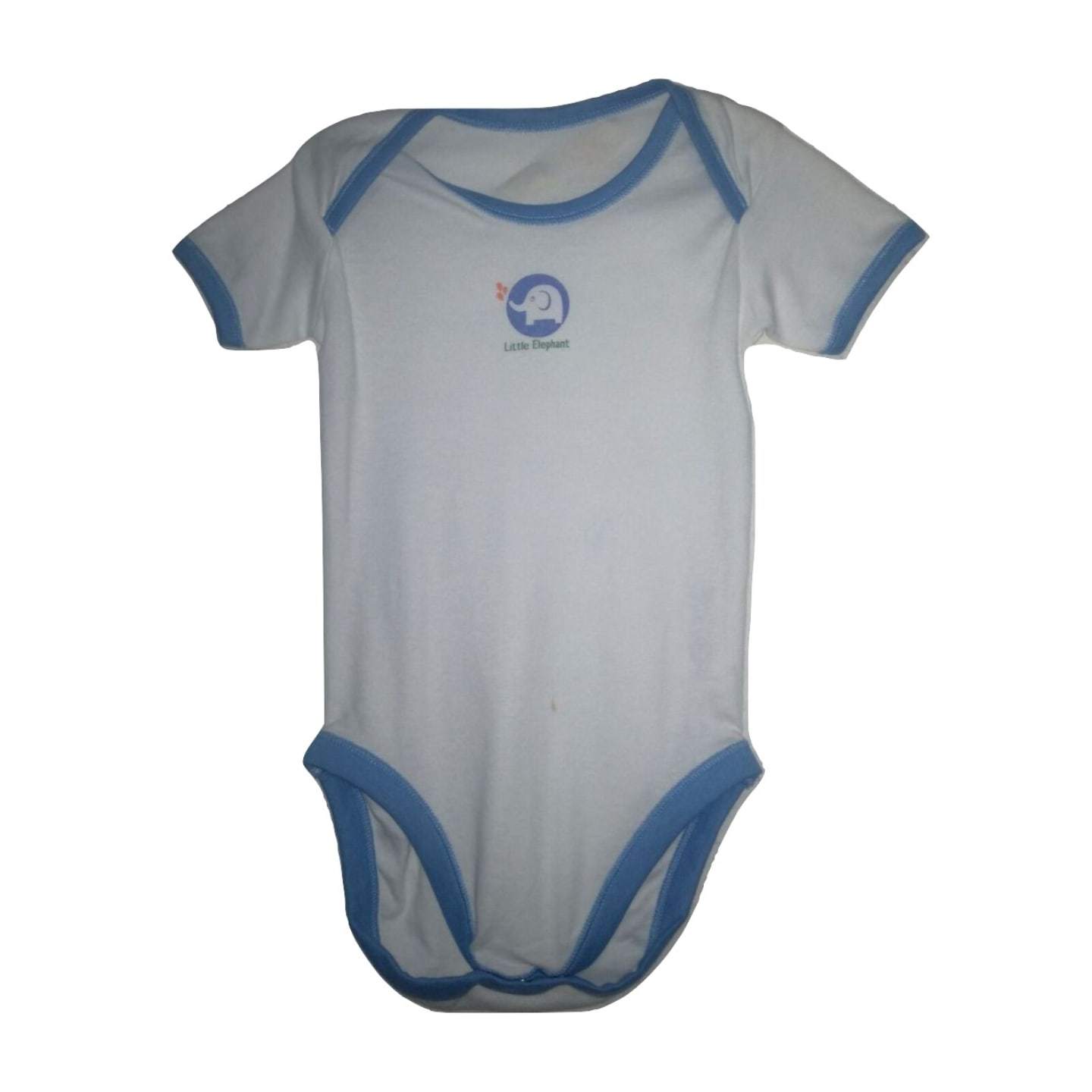Little Elephant Design Bodysuit - White with Blue Details - Stockpoint Apparel Outlet