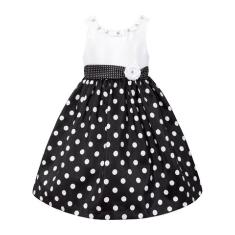 American Princess Girls Black & White Polka Dot Dress 