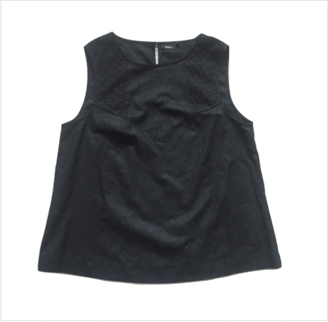 Next Black Linen Lace Shell Top - Stockpoint Apparel Outlet
