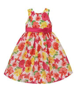 American Princess Baby Girls Coral & Yellow Floral A-Line Dress - Stockpoint Apparel Outlet