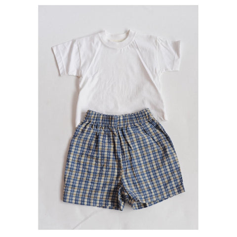 Baby Boys White Tees with Gingham design shorts