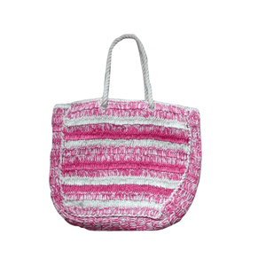 Pink Taupe Stripe Shopper Bag - Stockpoint Apparel Outlet