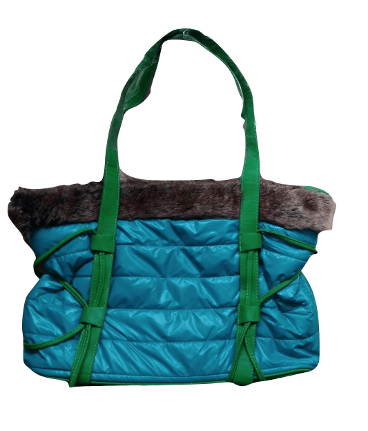 Green with Fur Shopper Bag