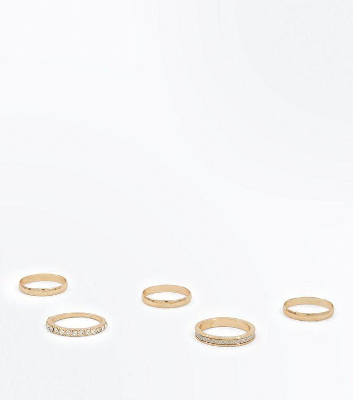 New Look 5 Pack Gold Diamanté Rings - Stockpoint Apparel Outlet