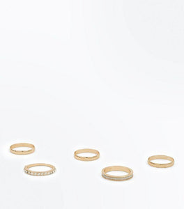 New Look 5 Pack Gold Diamanté Rings - Stockpoint Apparel Outlet