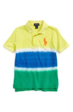 Ralph Lauren Yellow/Blue Dip Dyed Cotton Mesh Boys Poloshirt