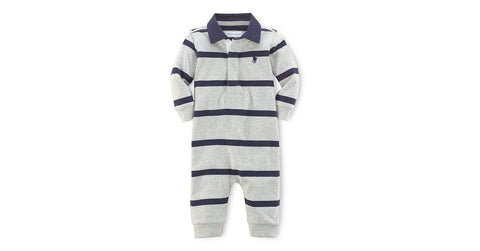 Ralph Lauren Grey Striped Cotton Boys Rugby Coverall
