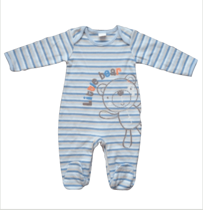Baby Boys Little Bear Blue Stripes Sleepsuit