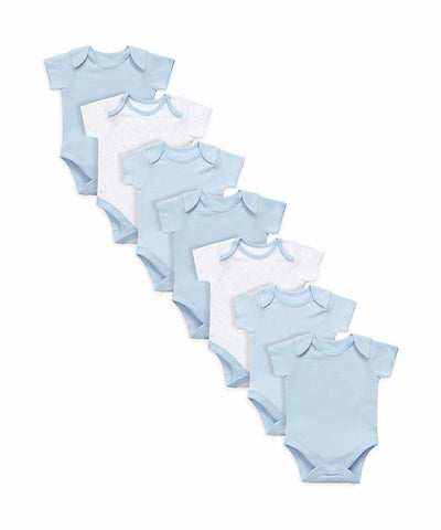 Mothercare My First Baby Boys Blue 7 Pack Bodysuits - Stockpoint Apparel Outlet