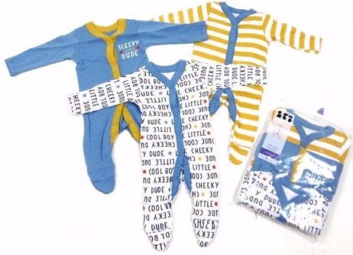 Nutmeg Baby Boys Cool Dude Stripe 3 Pack Sleepsuits - Stockpoint Apparel Outlet