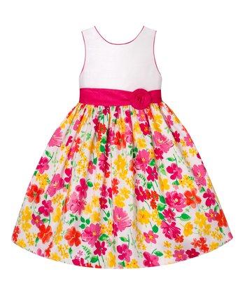 American Princess Girls White & Pink Floral A-Line Dress - Stockpoint Apparel Outlet