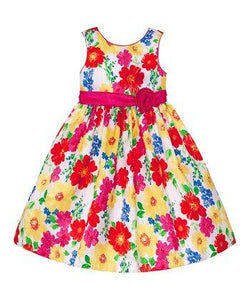 American Princess Girls White & Red Floral Stripe Dress - Stockpoint Apparel Outlet