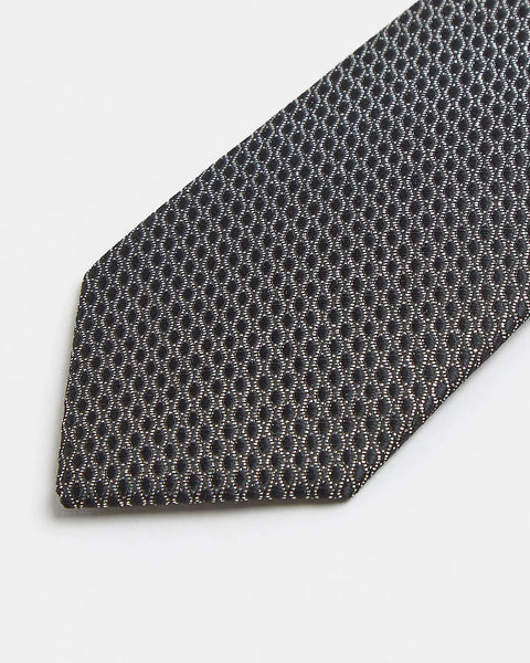 River Island Silver Metallic Geometric Print Mens Tie - Stockpoint Apparel Outlet