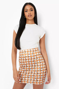 Boohoo Tall Floral Gingham Ladies Mini Skirt - Stockpoint Apparel Outlet