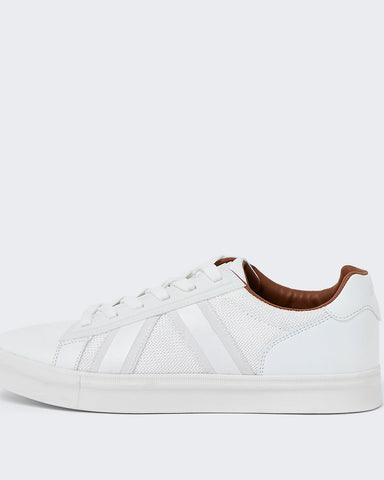 River Island White Mesh Detail Mens Trainers - Stockpoint Apparel Outlet