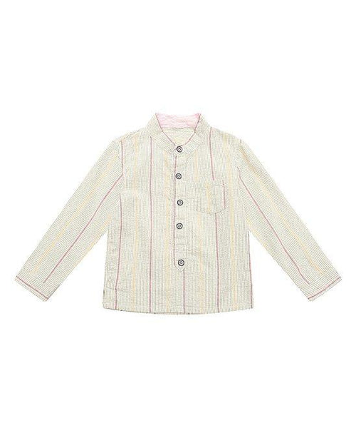 Richie House Grey Stripe Button-Front Younger Boys Shirt