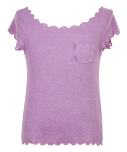 Richie House Purple Scalloped Scoop Neck Younger Girls T-Shirt