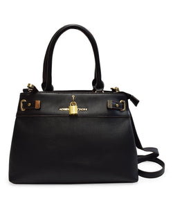 Adrienne Vittadini Black Belted Isabella Collection Womens Satchel Bag