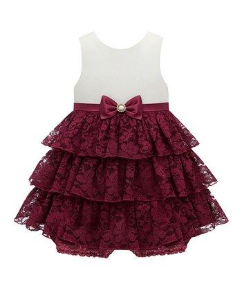 American Princess Burgundy Tiered Baby Girls Dress - Stockpoint Apparel Outlet