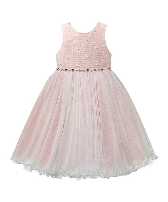 American Princess Ivory & Baby Pink Floral Lace Younger Girls Dress - Stockpoint Apparel Outlet