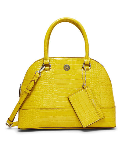 Anne Klein Medium Chartreuse Triple-Compartment Dome Womens Satchel Bag - Stockpoint Apparel Outlet
